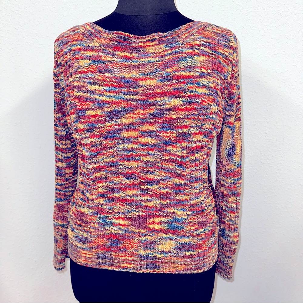 Women’s multicolor Coverstitched chenille sweater sz L